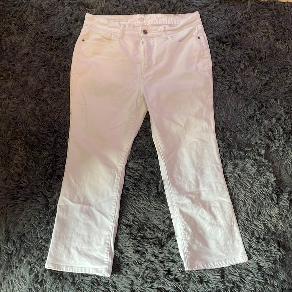 Cropped flare size 16 white jeans